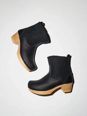 No.6 Store 5" Pull on Shearling Clog Boot in Black Size 37